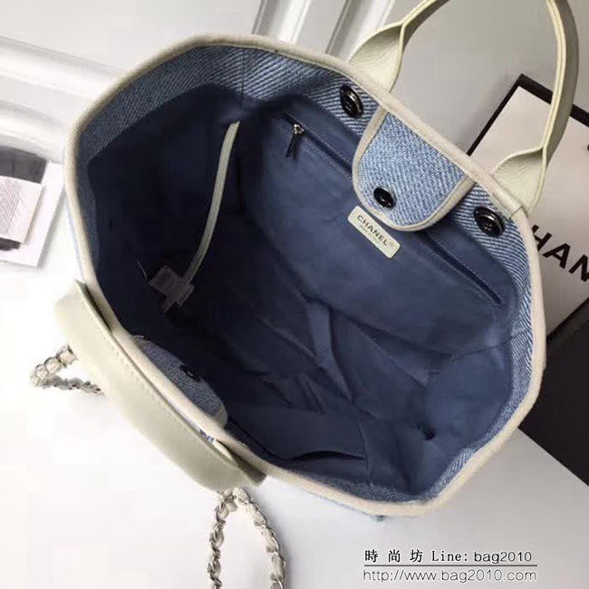 香奈兒CHANEL 2018早春度假系列最新火爆大號帆布沙灘包手提購物袋 DSC1295